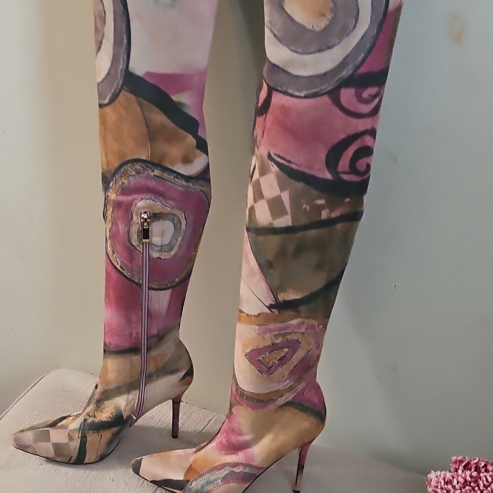 Colorful Abstract Women's Boots - Picture 3 of 10